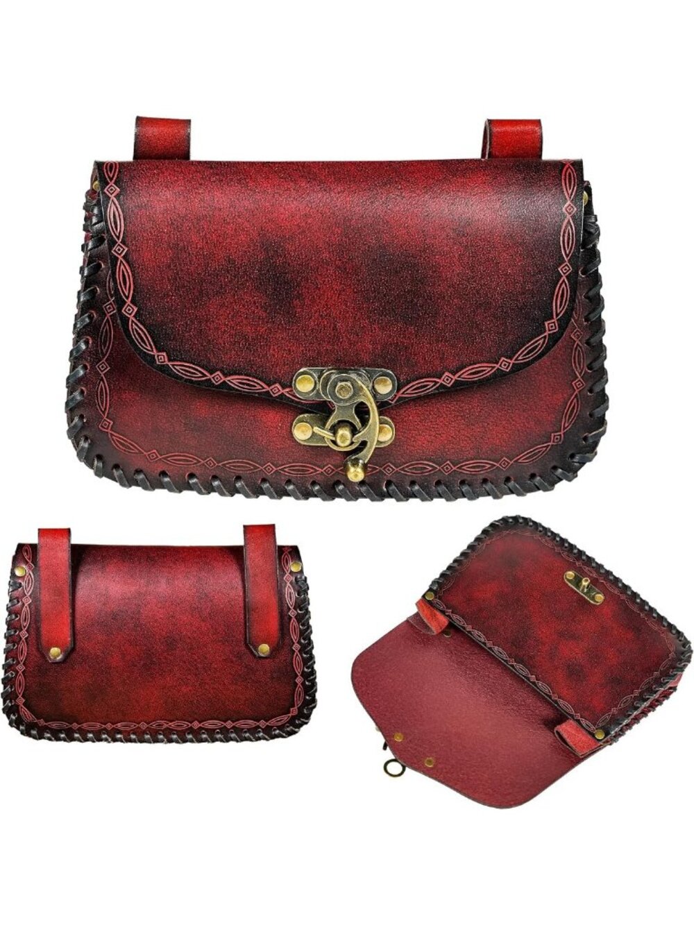 Stylish Genuine Leather Medieval Waist Bag - Messenger Belt Purse for